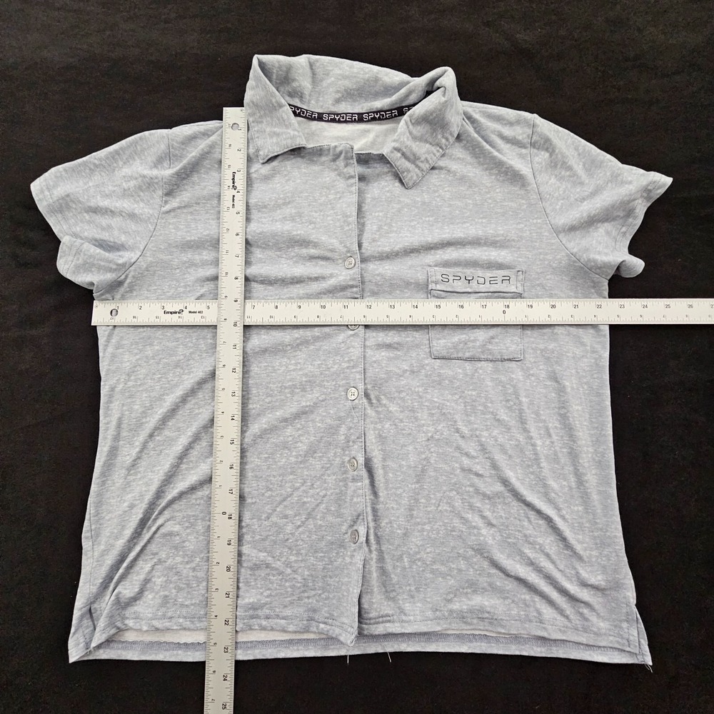 Spyder Gray Short Sleeve Button Up Pajama Top Women's L - Picture 8 of 10